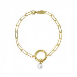 Je t´aime circles pearl bracelet in gold plating