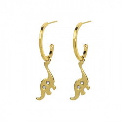 Cocolada dinosaur crystal hoop earrings in gold plating