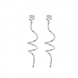 Minimal spiral crystal earrings in silver