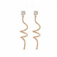 Minimal spiral crystal earrings in rose gold plating in gold plating image