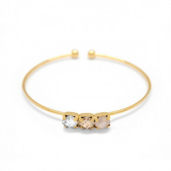 Aura circles ivory cream cane bracelet in gold plating