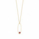 Arty royal red oval necklace in gold plating image