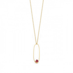 Arty royal red oval necklace in gold plating