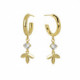 Camellia flower crystal earrings in gold plating image