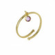 Anillo ajustable círculo violeta bañado en oro