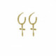 Alma cross crystal hoop earrings in gold plating image