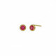 Pendientes botón círculo rosa bañados en oro image