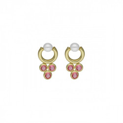 Dahlia circle rose earrings in gold plating