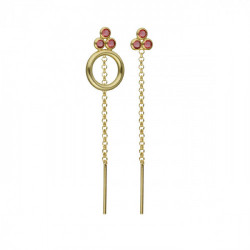 Dahlia rose asymmetric earrings in gold plating