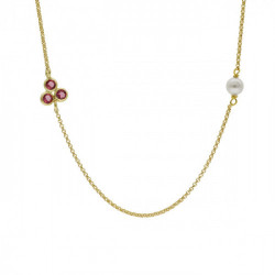 Dahlia pearl rose necklace in gold plating