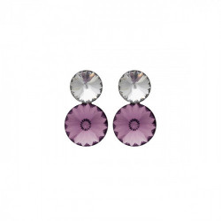 Combination circle light amethyst earrings in rose gold