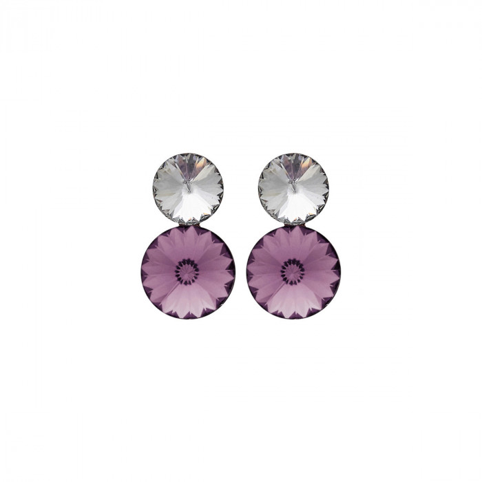 Combination circle light amethyst earrings in rose gold
