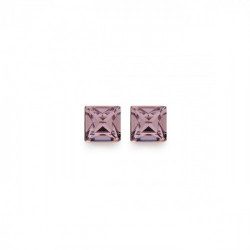 Cube light amethyst earrings in rose gold plating