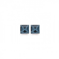Cube denim blue earrings in silver