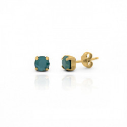 Celina round royal green earrings in gold plating