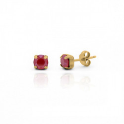 Celina round royal red earrings in gold plating