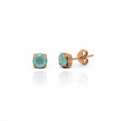 Celina round mint green earrings in rose gold plating in gold plating