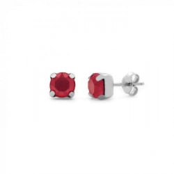 Basic round royal red earrings in silver