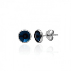 Basic XS crystal denim blue earrings in silver
