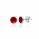 Pendientes botón círculo rojo elaborados en plata