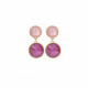 Basic circle peony pink earrings in gold image
