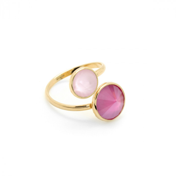 Basic crossed peony pink ring in gold