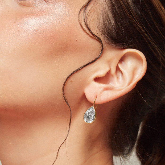 Essential treardrop crystal earrings in silver