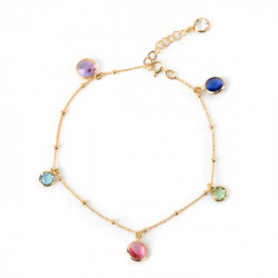 Basic charm multicolour anklet in gold plating