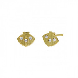 Ocean shell crystal earrings in gold plating