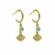 Ocean shell aquamarine hoop earrings in gold plating image