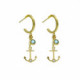 Ocean anchor aquamarine hoop earrings in gold plating image