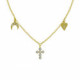 Provenza three motifs crystal necklace in gold plating