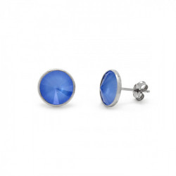 Pendientes botón círculo azul elaborados en plata