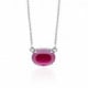 Celina oval peony pink necklace in silver