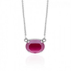 Celina oval peony pink necklace in silver