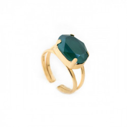 Celina oval royal green ring in gold plating