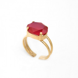 Celina oval royal red ring in gold plating