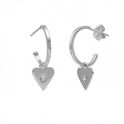 Provenza heart crystal hoop earrings in silver