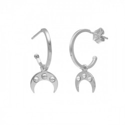 Provenza moon crystal hoop earrings in silver