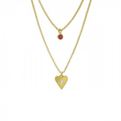 Provenza heart fuchsia layering necklace in gold plating