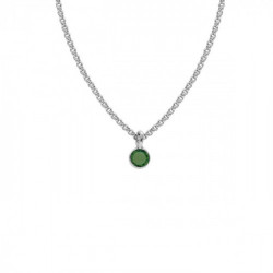 Collar corto círculo verde elaborado en plata