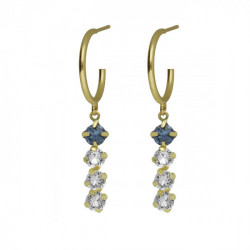 Fadhila denim blue hoop earrings in gold plating