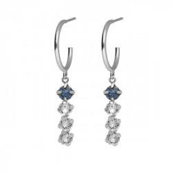 Fadhila denim blue hoop earrings in silver