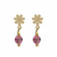 Alice flower fuchsia earrings in gold plating image