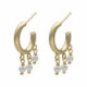 Perlite pearl crystal hoop earrings in gold plating image