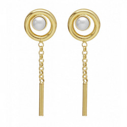 Perlite stick and pearl earrings in gold plating