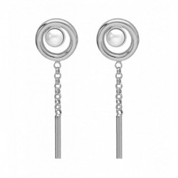 Perlite stick and pearl earrings in silver