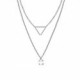 Collar doble triángulo crystal de Layering de plata