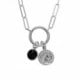 Greta coin jet necklace in silver image