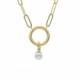 Greta circle pearl necklace in gold plating image